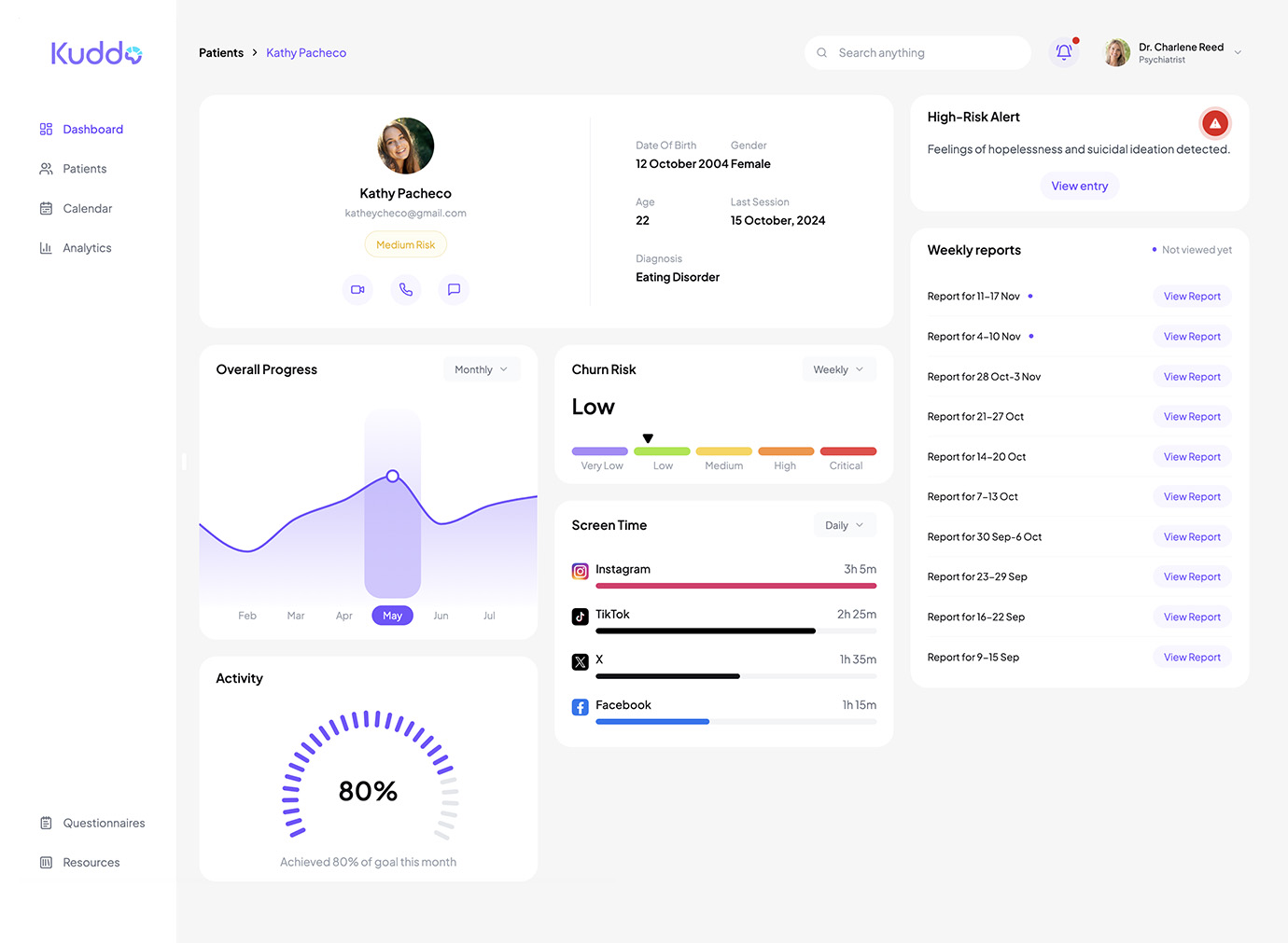 Therapist Dashboard Preview